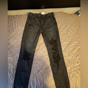 American Eagle Outfitters Black Distressed Skinny Jeans